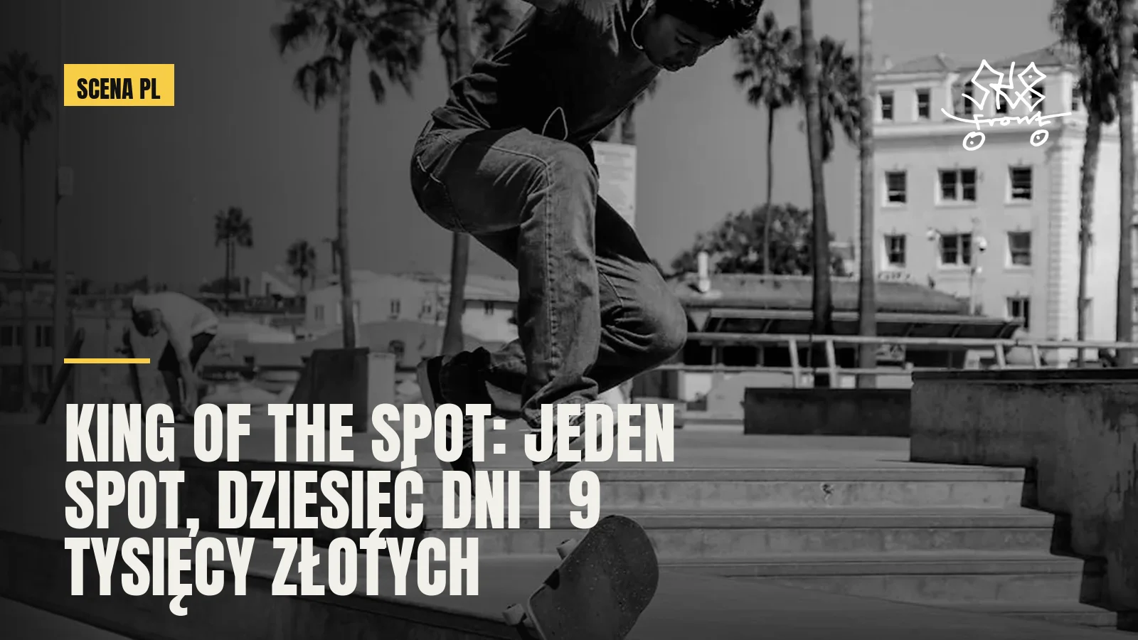 Skater w powietrzu nad schodami na placu